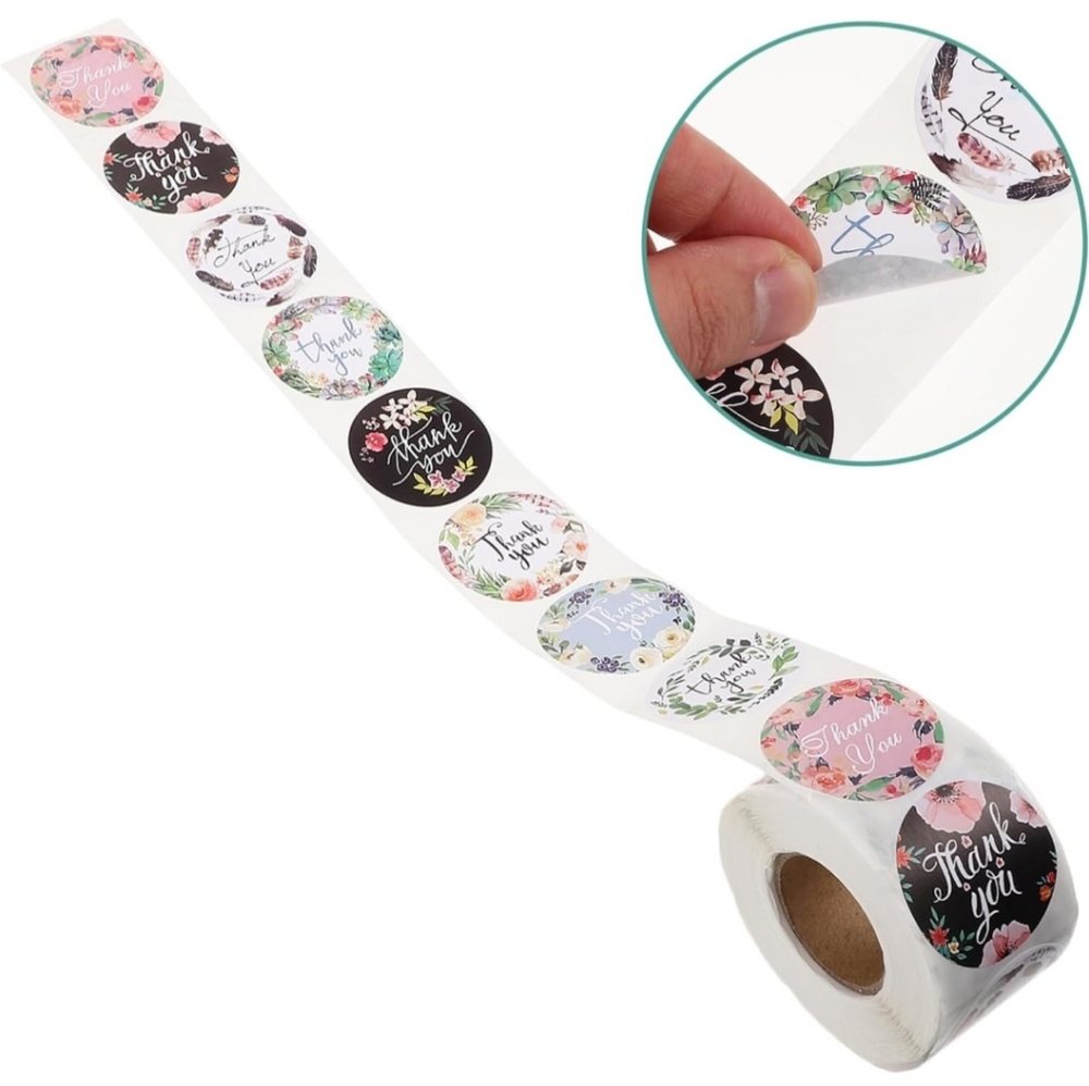 🌿 5/$25. Thank You Small Stickers Roll, 500Pcs 1 Inch - Picture 2 of 4